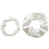 Hannah Grace Pure Silk Scrunchie Pack for hair - 1 thick 1 thin scrunchies black - Holds hair without damage, no snags, anti-pulling (Black
